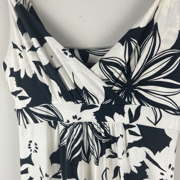 Ann Taylor Loft Maxi Dress XSP Petite White Floral Sleeveless V Neck Long - Picture 4 of 8